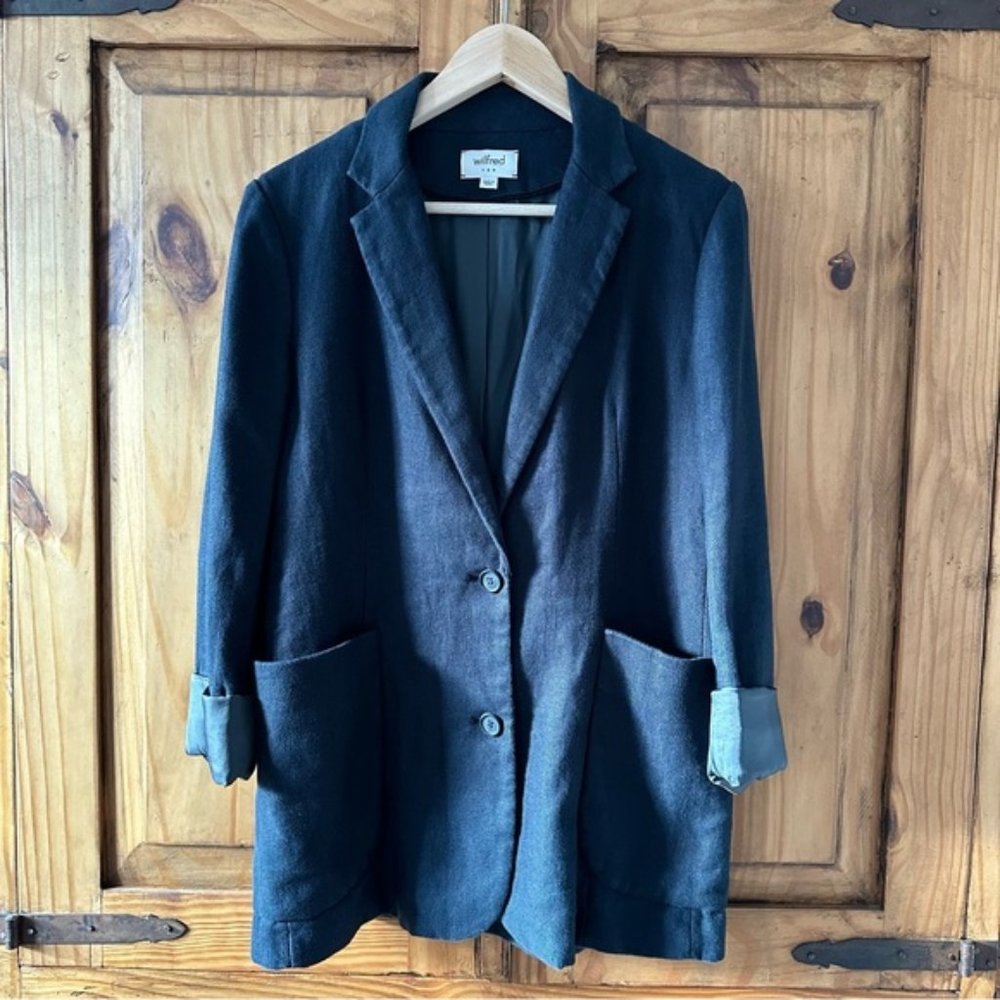 WILFRED 100% Linen Blazer Soft Black Dark Blue - Size 10